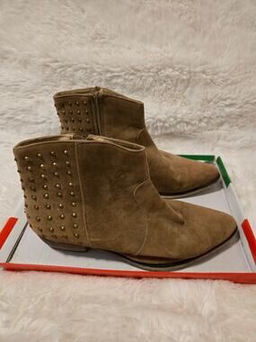 bucco CAPENSIS Brown Suede Gold Studded Booties